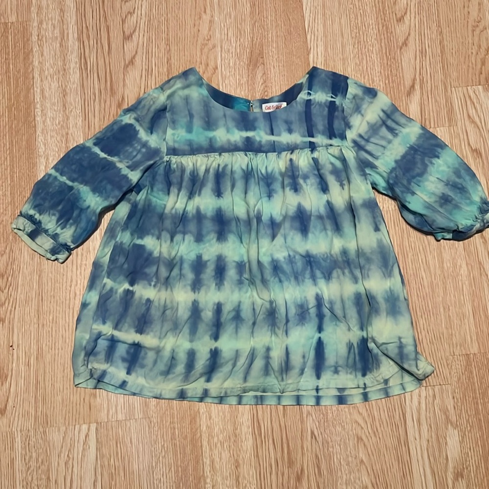 Cat and Jack Blue and Green Tie Dye Blouse Size 7/8